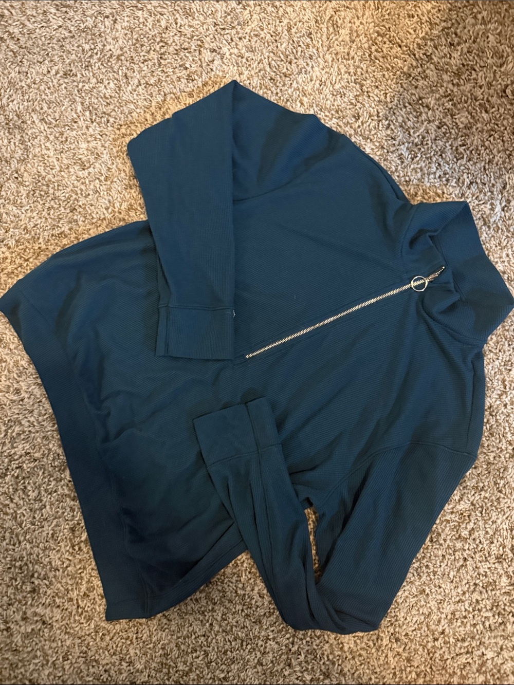 Navy Half-Zip Mock Neck Sweater with Ring Pull